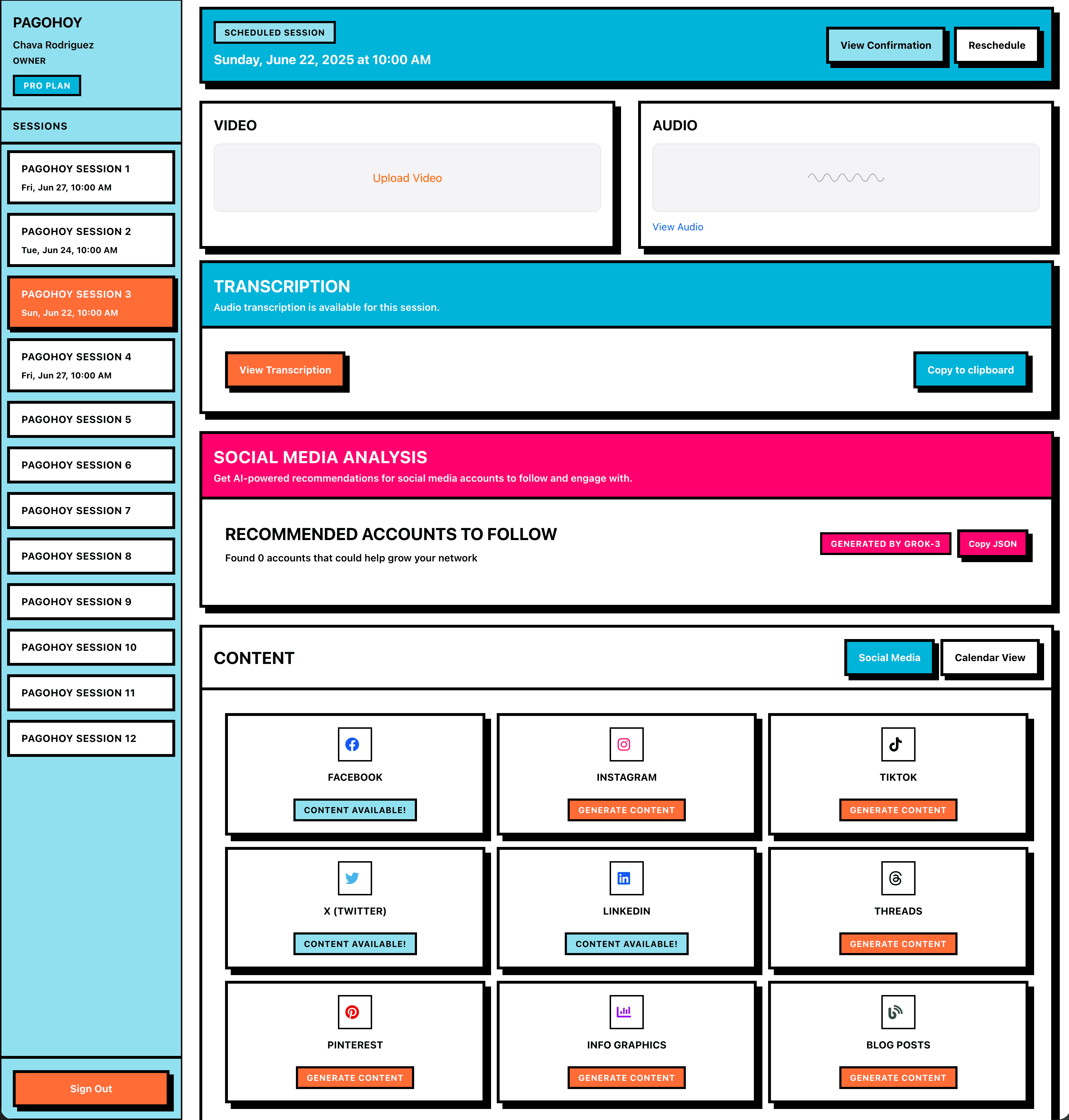 WeRecord Dashboard Interface